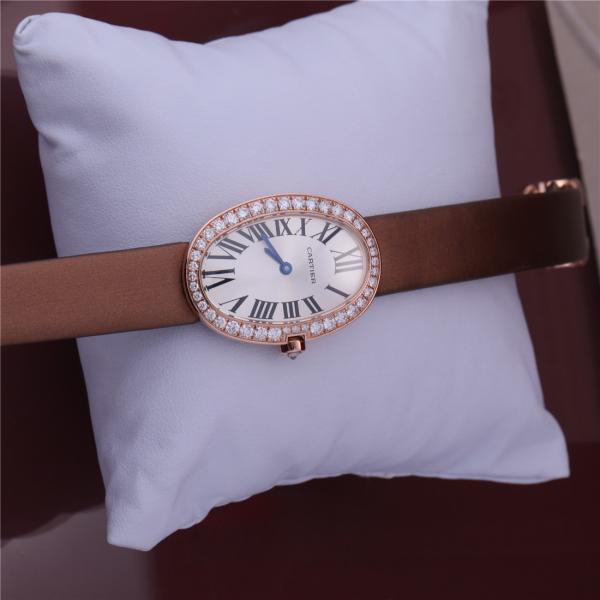 Relógio de ouro luxuoso 18K do tipo Rose Gold Women Watch com Diamond Leather Belt