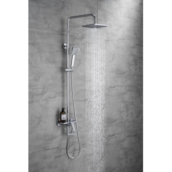 Chrome Plated Stainless Steel Wall Mount Shower Set with Exposed B S Faucet Feature