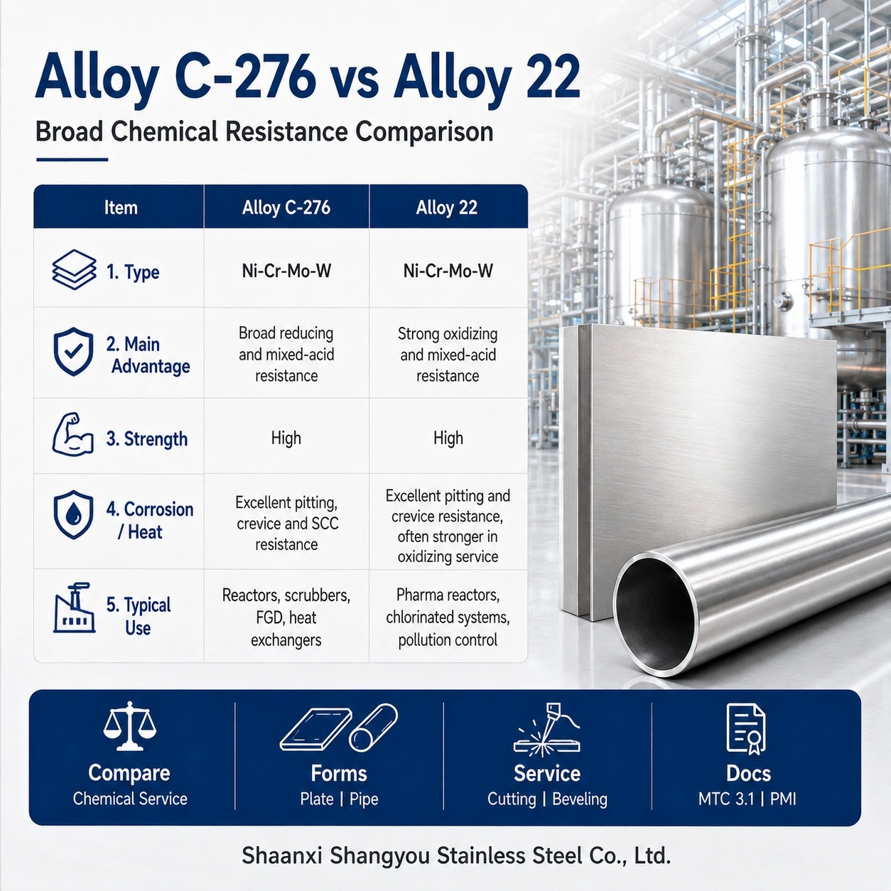 Alloy C-276 vs Alloy 22: A Comprehensive Comparison