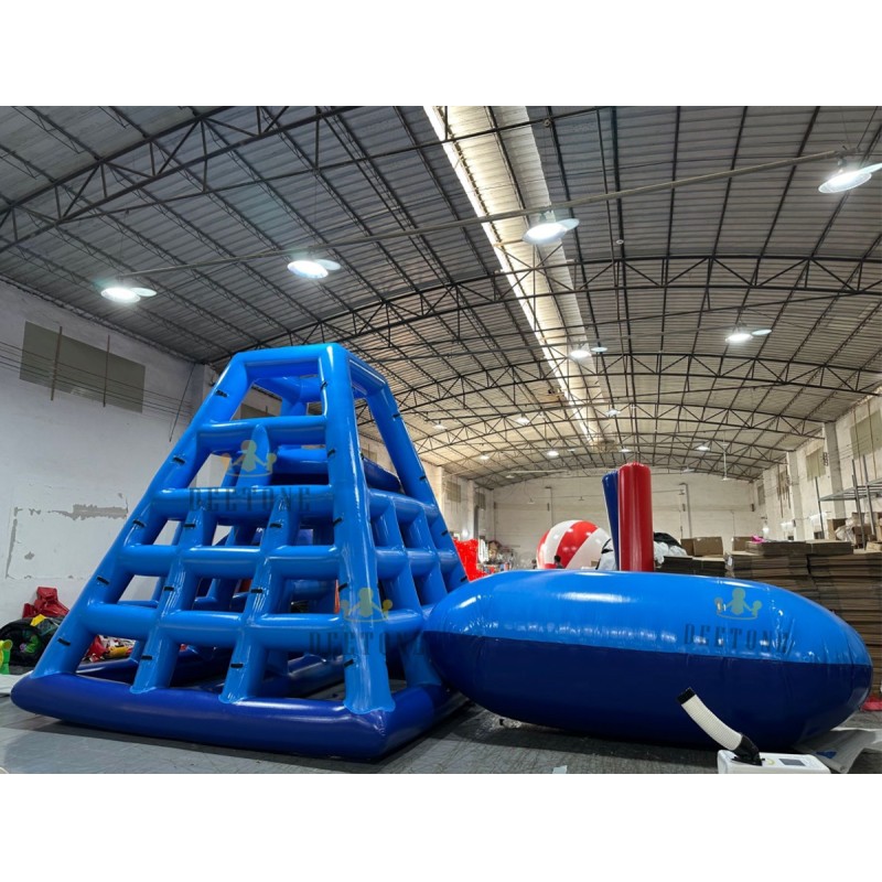 Cheap Airtight Floating Inflatable Water Tower Ladder Climbing Slide with Jumping Blob