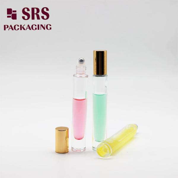 10ml transparent thick bottom glass roller metal ball bottle for perfume oil