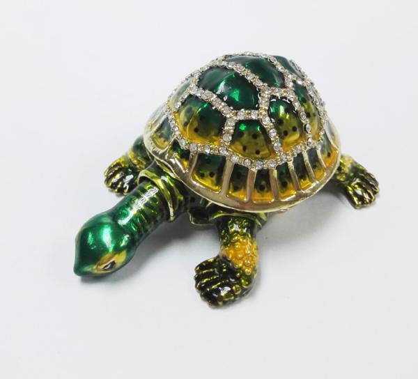 Lucky jeweled trinket boxes green  turtle trinket box metal  turtle jewelry box