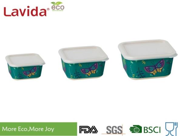 BPA Free Durable Bamboo Fiber Containers High Temperature Tolerance Dishwasher Safe