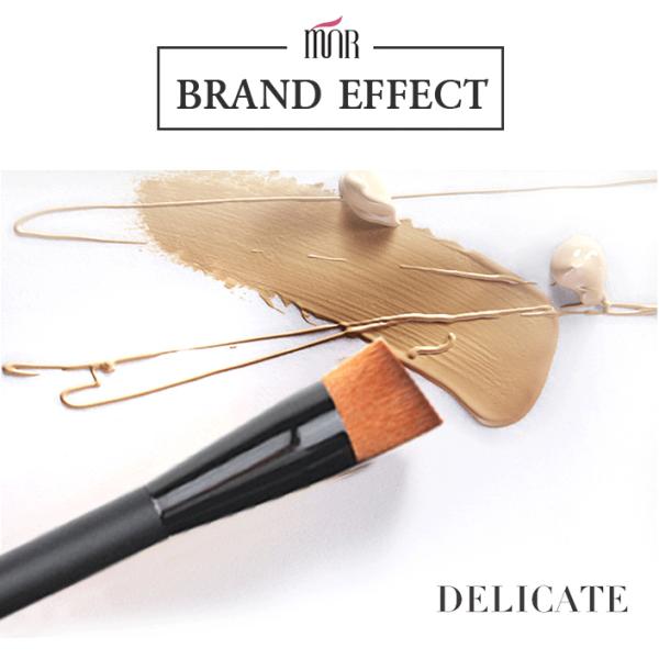 Woman Black Foundation Bevel Brushes With Brown Hair / Black Ferrule