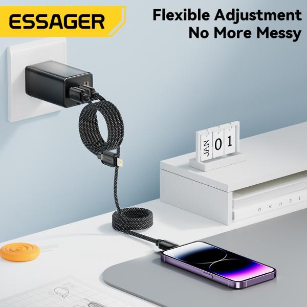 ESSAGER ES-X56 1M PD 29W 3A 高速充電 Type C to L マグネットデータケーブル (iPhone用)