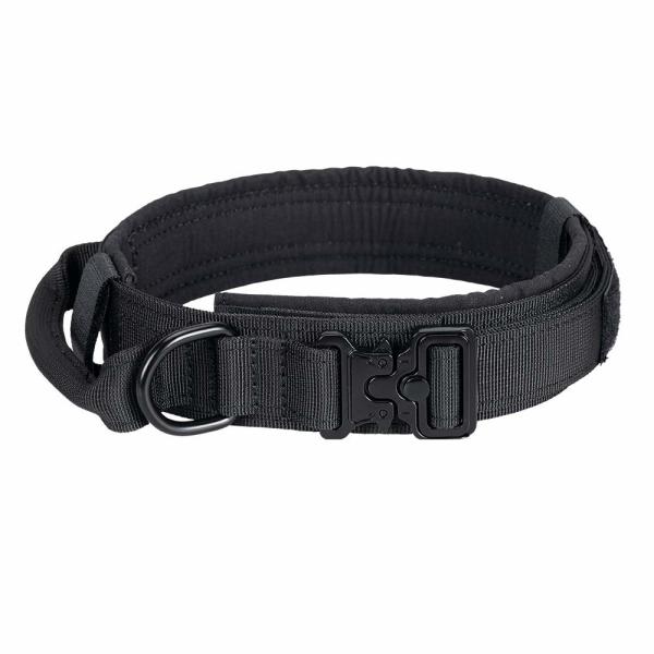 Tactical Adjustable Nylon Dog Collar K9 Heavy Duty Metal Buckle With Handle