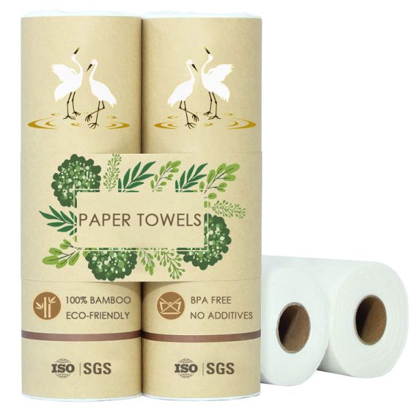 Modern style Excellent comfortable bamboo pulp 2 Rolls kitchen paper hand towels roll