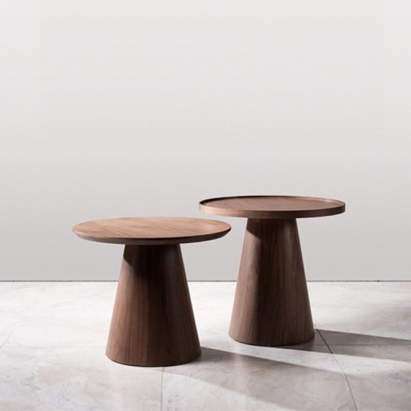 Creative Walnut Combo Round End Table Original Wood Grain Finish Low Coffee Table