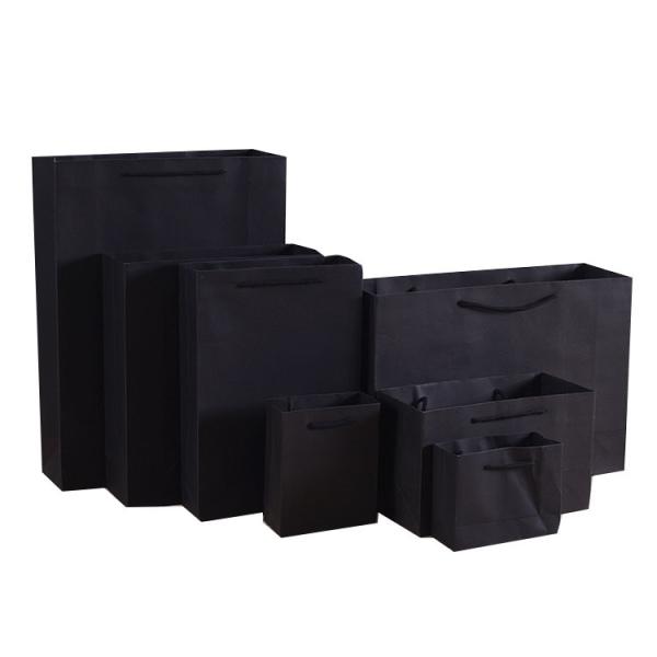 Custom printing single color black paperboard bag clothes shopping bag