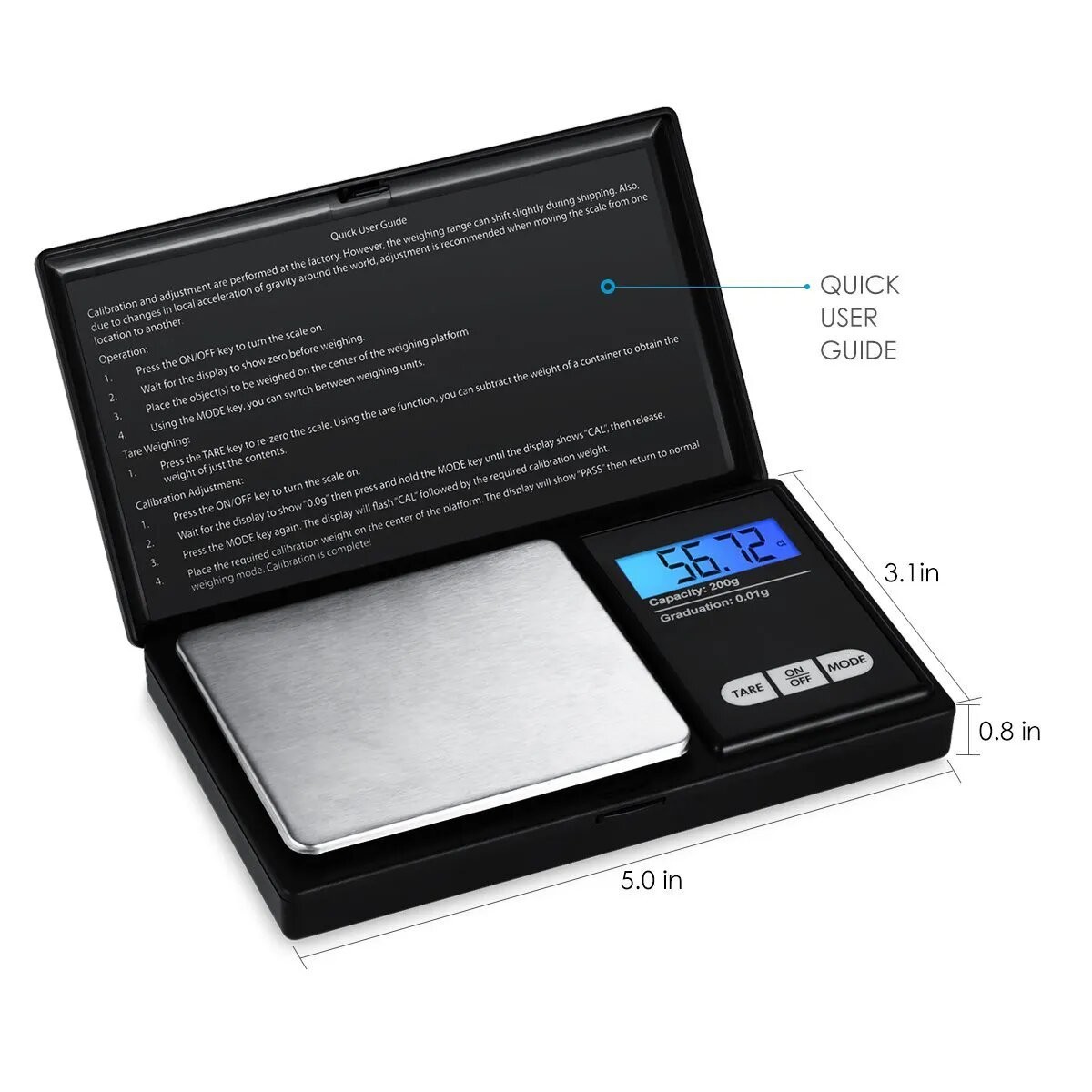 Модный диапазон веса 0.01g 0.1g LCD Цифровые ювелирные изделия Золото Грамм небольшой Вес цифровой карман Весы мини баланс