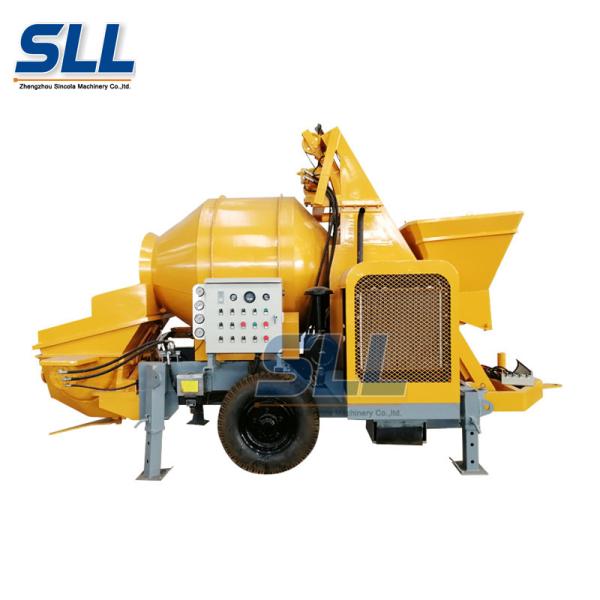 30m3/H Mobile Concrete Mixer , Useful Diesel Automatic Concrete Mixer With Pump