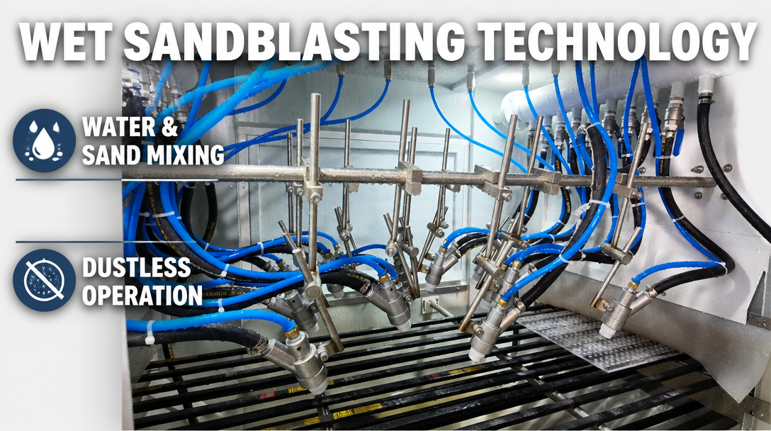 Automatic Stainless Steel 304 Wet Sandblasting Machine Dustless Abrasive Blaster with 16 Guns for Mobile Phone Case Zirconia Sand
