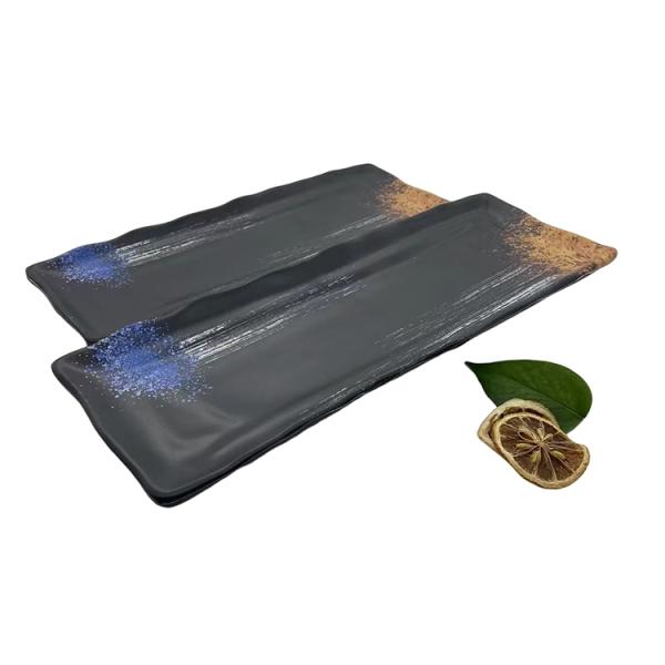 Black Melamine Restaurant Plates Dinnerware Melamine Rectangle Shape Plate
