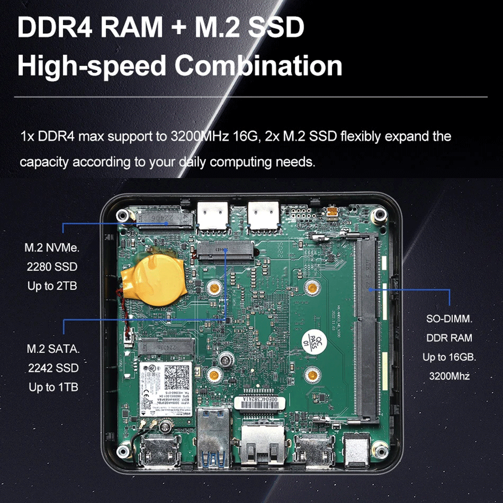 Intel DDR4 Mini портативный компьютер с охлаждающим вентилятором Wi-Fi Dual HD поддерживает дисплей 4K