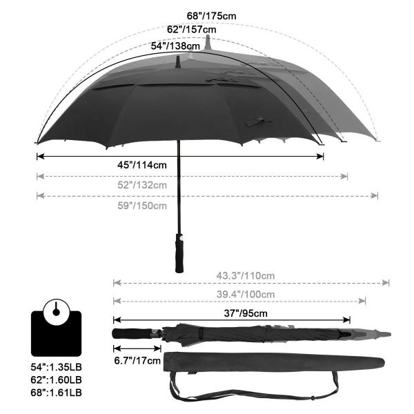 Double Layers Folding Windproof Golf Umbrella 68 Inch