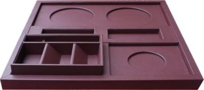 PU Leather Hotel Guest Room Tray Rose Red for Tea  Food  Cups