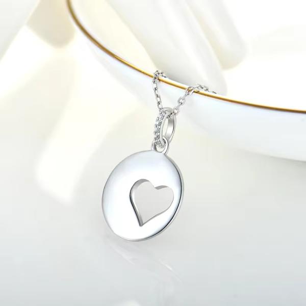 YASVITTI Romantic 925 Sterling Silver Necklace Rhodium Plated Coin Hollow Love Heart Pendant Necklace for Valentine's Da