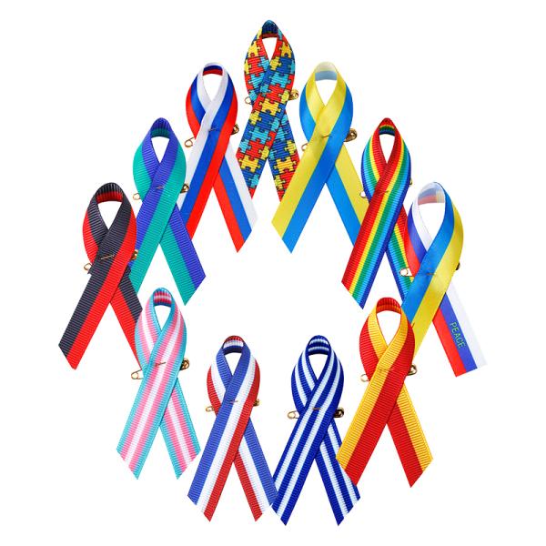 Customized MSD Ribbons Awareness Ribbon Pin 3.5cm*8cm or Customized Bow Size Free Sample