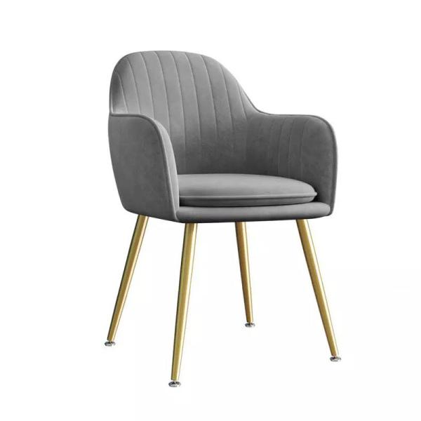 Hotel Cushion Velvet Fabric Modern Metal Dining Chairs Soft Back D52cm