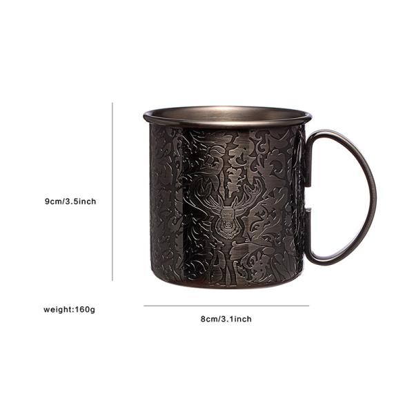 18/8 Stainless Steel Wine Glass Travel Wine Mug Etch Design Baroque Style