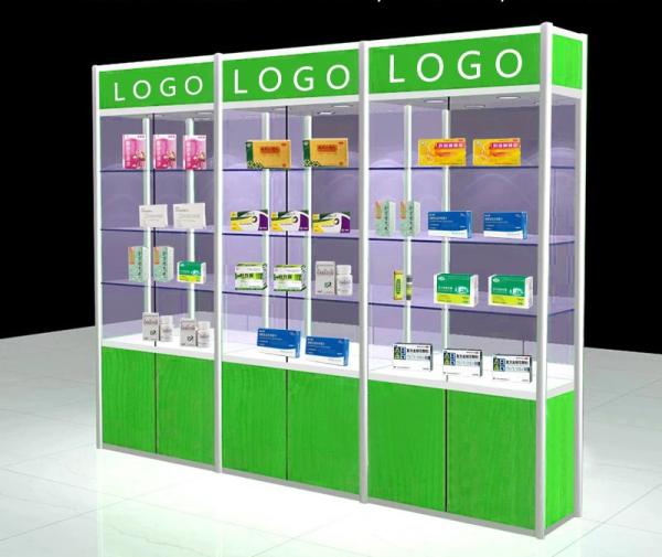 As prateleiras de exposição da farmácia da liga de alumínio para o dispositivo bonde médico da loja fácil instalam 