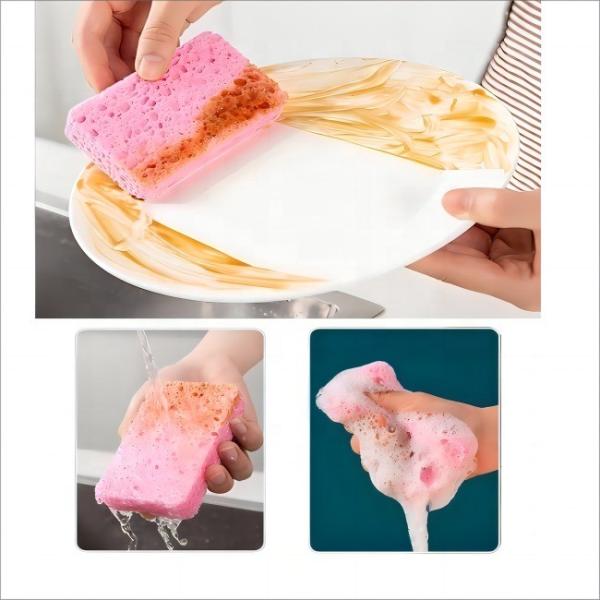 OEM ODM DH-A5-12 Custom Natural Vegetal Cellulose limpeza esponja fina para lavatório de cozinha