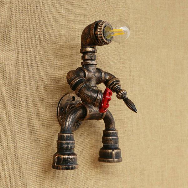 Steam punk wall lamp creative restaurant hall corridor stair iron robot wall light （WH-VR-43）