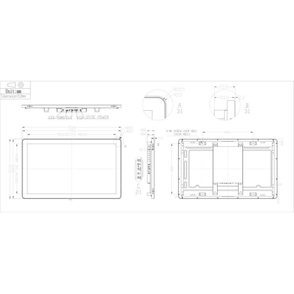 32 Inch PCAP Touch Monitor Open Frame Capacitive Touch Solutions
