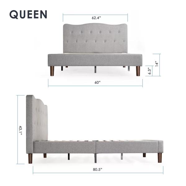 Tufted обитая кровать гостиницы платформы с ногами Tufted изголовья пряжки твердыми деревянными