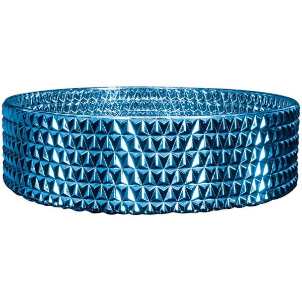 Electroplated Blue Modern Glass Wash Basin , Blue Glass Vessel Sink