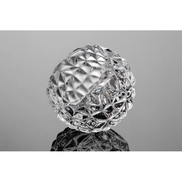 8.8cm Tall Pressed Home Decoration Glass Bubble Ball Vase Diamond Pattern