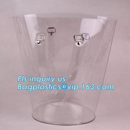 Folding Foldable Bucket Barrel, Waterproof PVC Folding Bucket, PVC Bucket, Round Bucket with Handle Clear PVC Plastics B