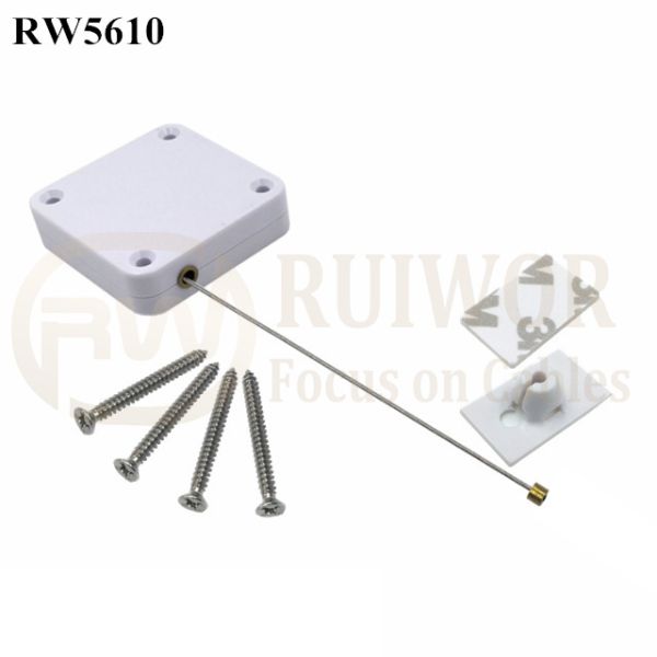 RW5610 Square Heavy Duty Retractable Cable Plus 25X15mm Rectangular Adhesive ABS Plate