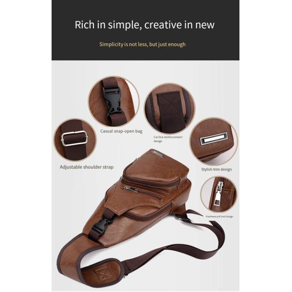 Unisex PU Leather Chest Bag for Men Customized Color Messenger Bag