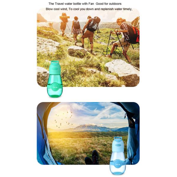 Plastic shaker outdoor sports water cup with mini fan 400ml