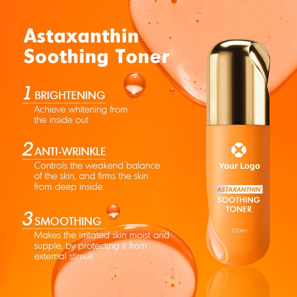 OEM ODM Brand Customized Facial Toner Astaxanthin Vitamin C Niacinamide Whitening Brightening Moisturizing Facial Toner Facial Skincare