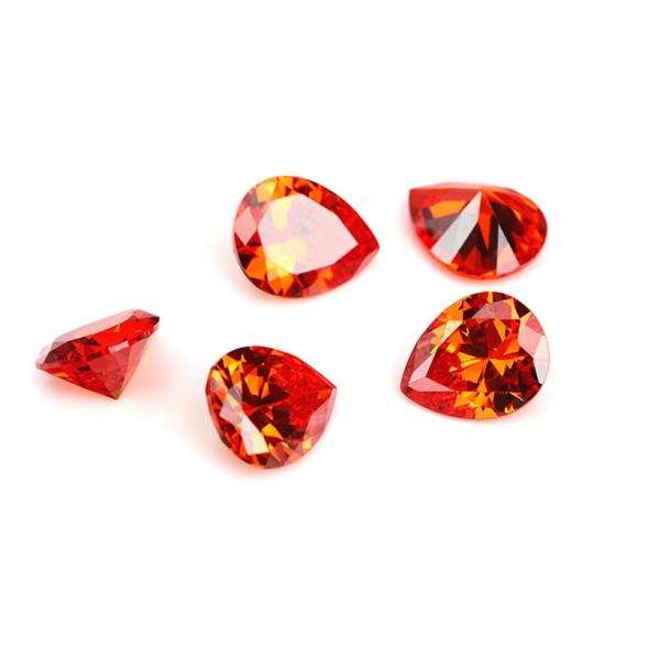 Anneaux de fiançailles en moissanite vintage pierres précieuses en vrac de différentes couleurs forme de poire 6x4mm Zirconia cube synthétique