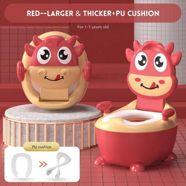 Cow Shape Customized Logo Dark Green Red Potty Training Toilet
