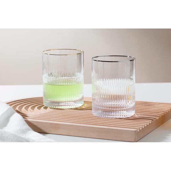 Gold Rimmed Whisky Glass Drinking Cups 370ml 13 Ounce Hand Blown Glass Tumblers