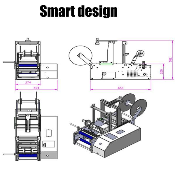 Máquina de impressão de etiquetas semiautomática de 220 V para garrafas redondas de plástico