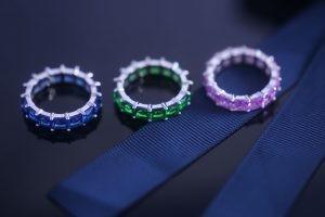 Emerald Sterling Silver Custom Jewelry Square Diamond Rings