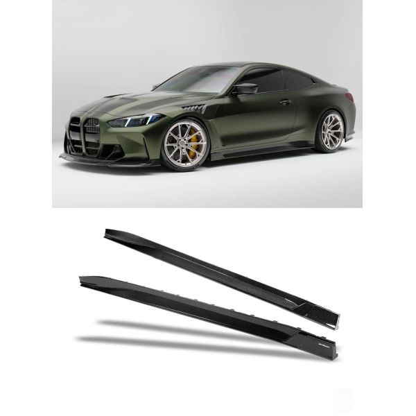 For BMW G82 M4 Dry Carbon Fiber Body Kit M4 RZ-style Front Lip Diffuser Spoiler Side Skirts M4 Fenders