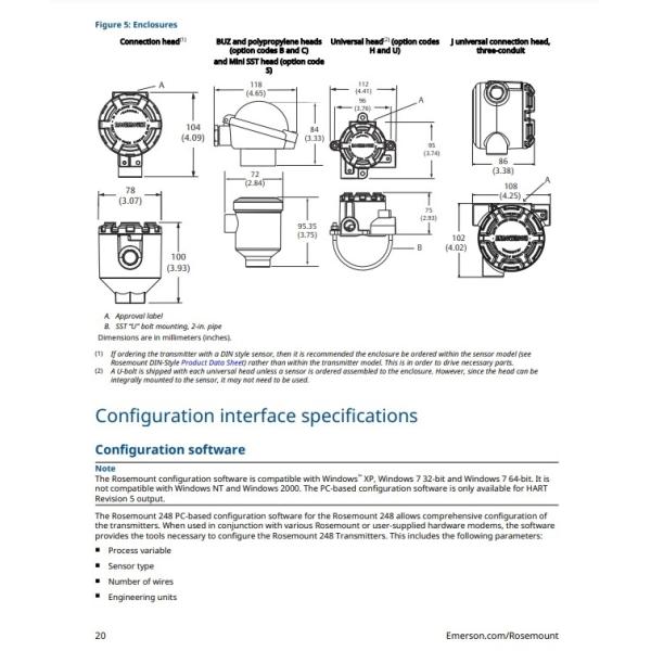 Industry Standard Rosemount 248 Temperature Transmitter Head Mount