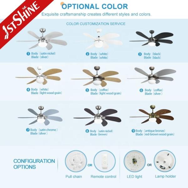 1stshine Ventilador de teto decorativo de restaurante com 6 lâminas de MDF e motor AC de baixa tensão