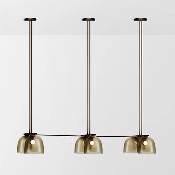 Tubi Triple Pendant Indoor Light Large Glass Nordic Creative Linear Design Home Steel Chandelier
