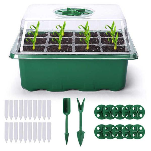 Drainage Holes Plastic Plant Seedling Trays 1 Pack of 12 Trays for Optimal Plant Growth