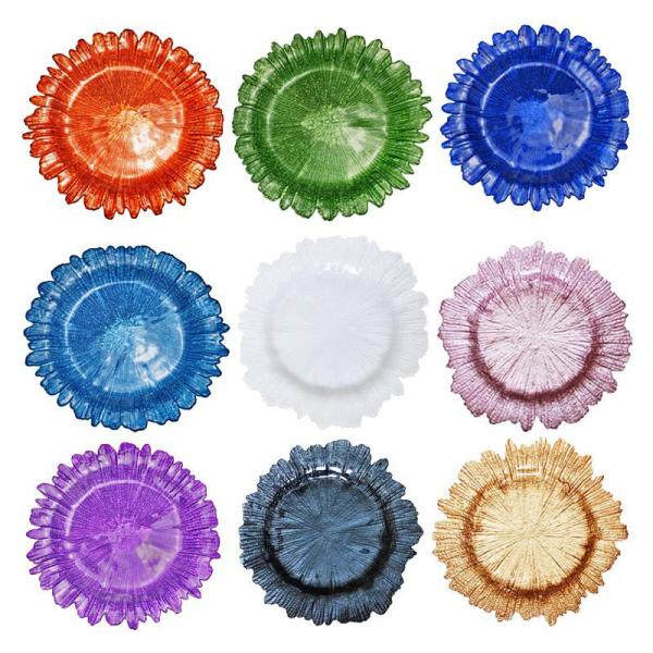 Colorful 33cm Diameter Sunflower Shaped Glass Fruit Bowl