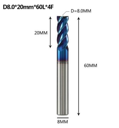 4 Flutes Solid Tungsten Carbide End Mill HRC50 For Stainless Steel