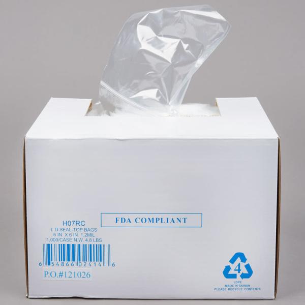 6 X 6 Seal Top Plastic Bags , Clear Colour​ Custom Printed Plastic Food Bags