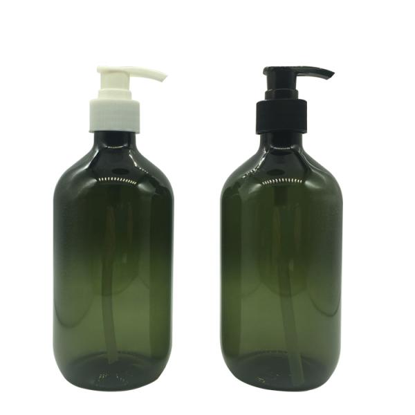 500ml Green PET Amber Boston Round Glass Bottles For Shampoo Liquid